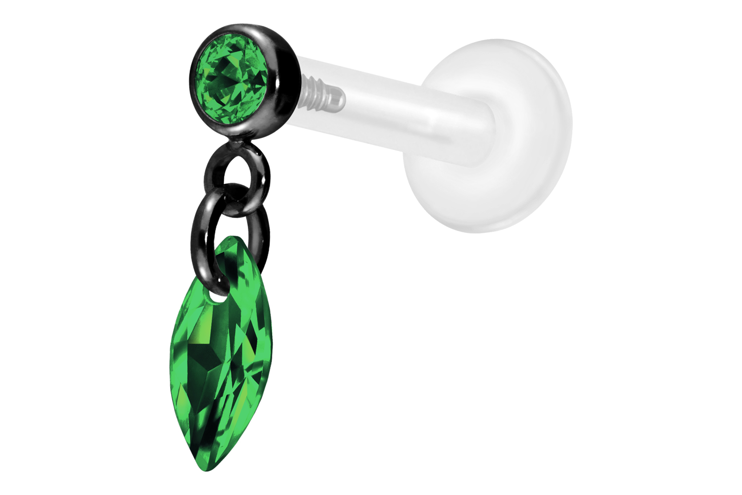 PTFE Labret Piercing mit Innengewinde + Titan-Aufsatz KRISTALLOVAL